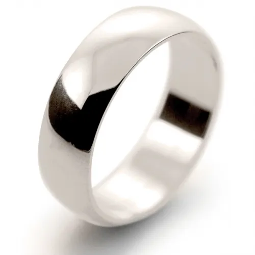 D Shape Light - 6mm (DSSL6 W) White Gold Wedding Ring